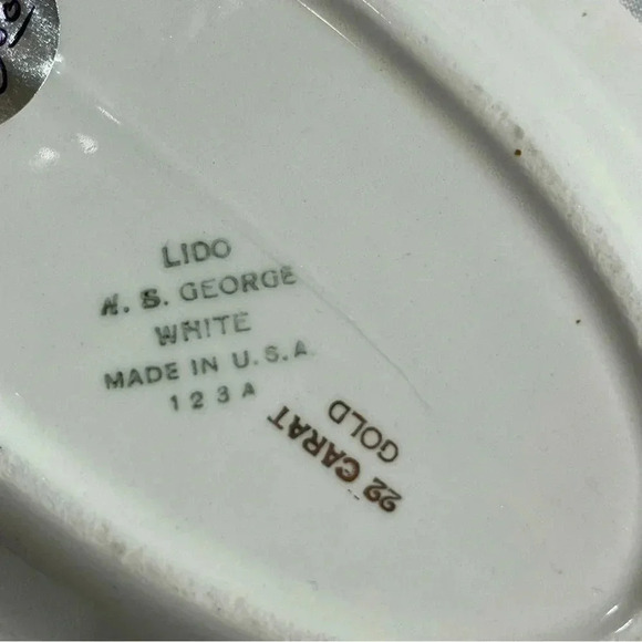 Vintage W.S. George 22 Carat Gold Painted Plate Set of 10 Bolero Peach Blossom - Picture 5 of 7